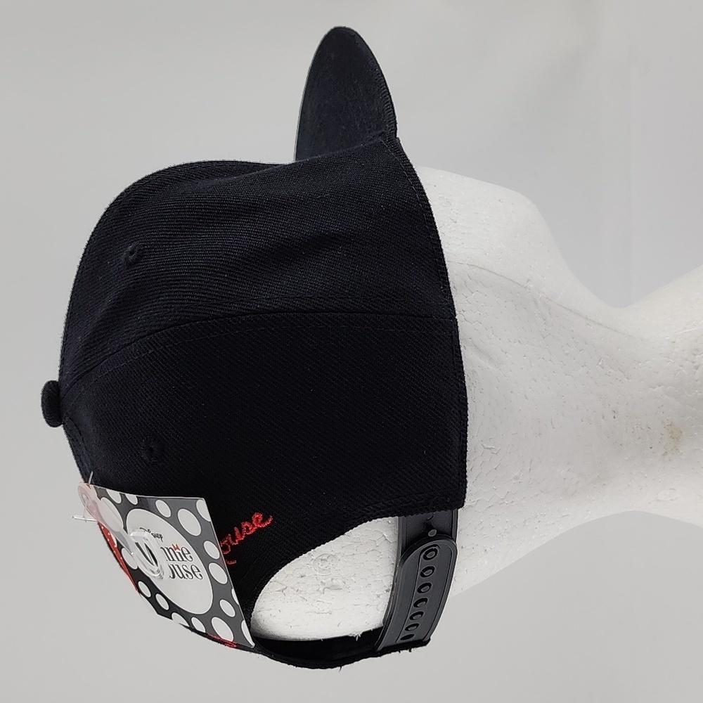 NWT Disney Minnie Mouse Women's Flat Bill Snap Back Black Baseball Cap EmbroideR - Picture 11 of 16